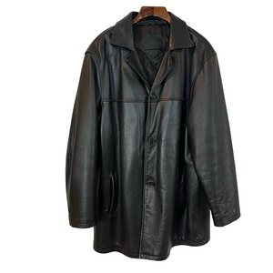 Bostonian Men’s Genuine Leather 3/4 Length Black Jacket Coat 2XLT Vintage Y2K